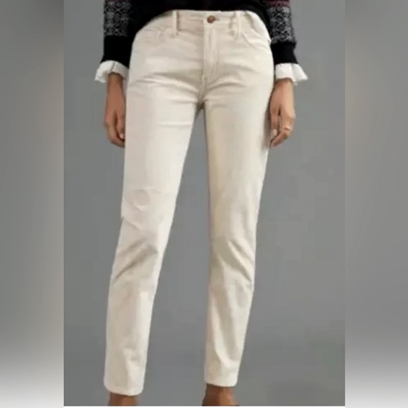 Anthropologie Pilcro Cream Pants Slim Boyfriend Size 27 - Picture 2 of 12